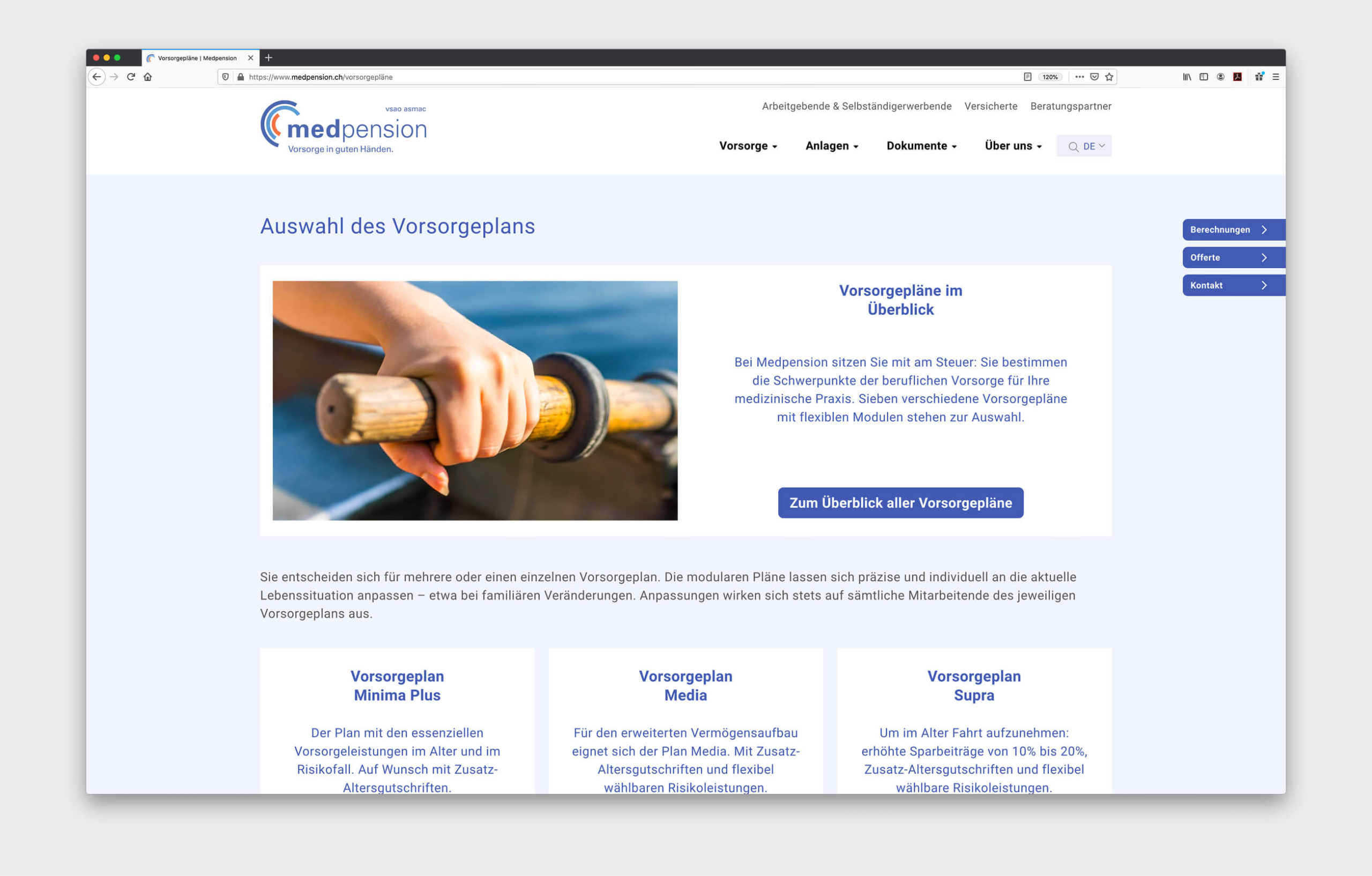 Medpension: Neue Corporate Identity für die Pensionskasse - neue Website Detail