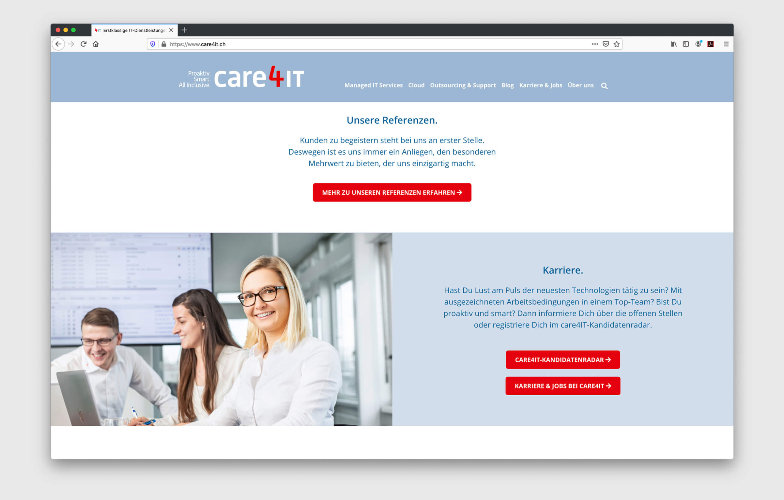 Website, Design und Content für den IT-Dienstleister care4IT.ch