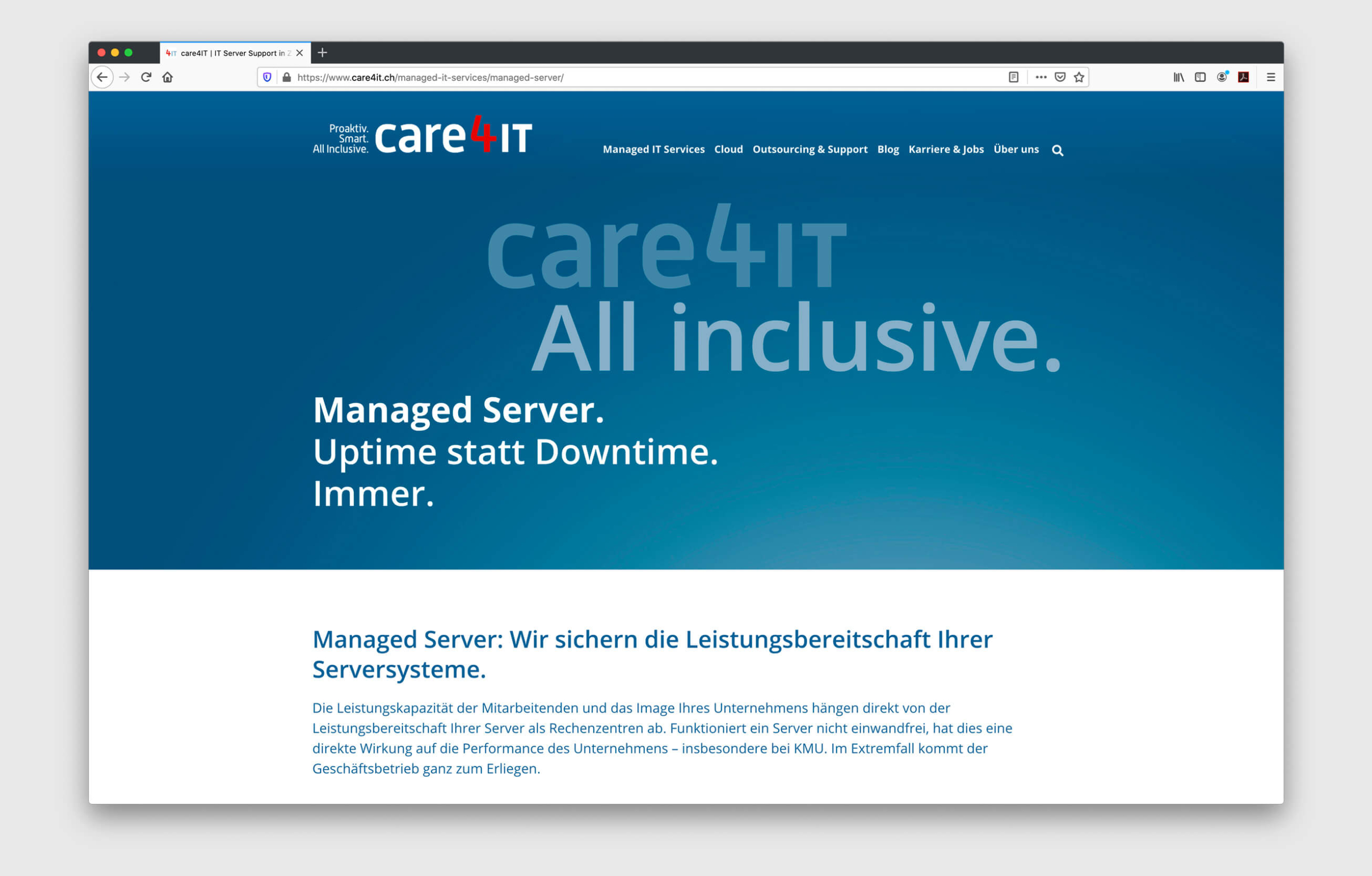 Website, Texterstellung und Redaktion für den IT-Dienstleister care4IT.ch