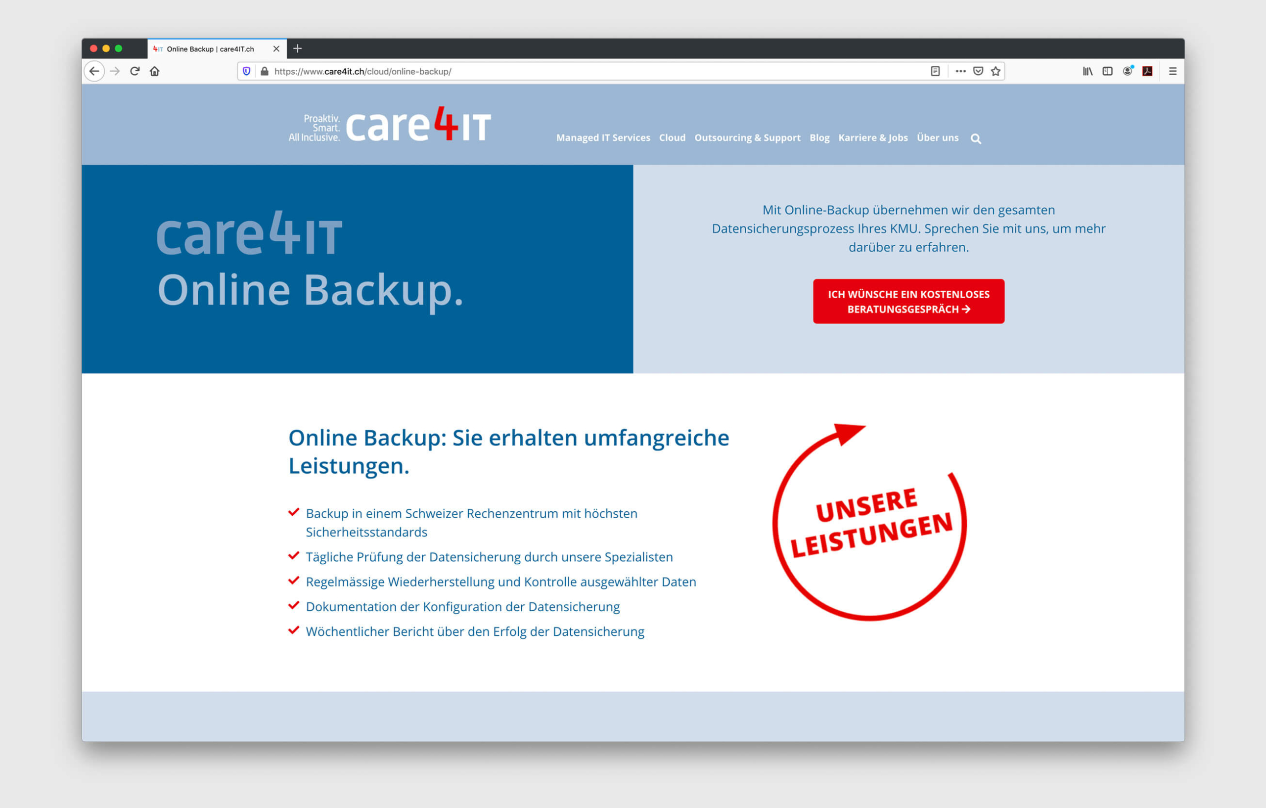 Website, Design und Content für den IT-Dienstleister care4IT.ch